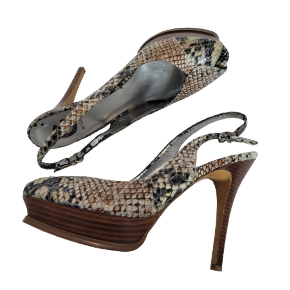 G by Guess Snakeskin peeptoe y2k heels